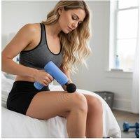 6-Speed Portable Massage Gun with 6 Interchangeable Heads in Blue