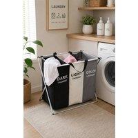 Garden Sanctuary 3-Section Foldable Laundry Basket with Aluminum Frame