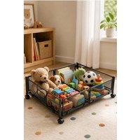 Garden Sanctuary Metal Underbed Wheeled Storage Container in Black