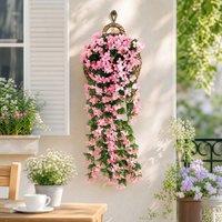 Garden Sanctuary Decorative Wall Hanging Artificial Violet Vine Plant in Pink