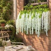 Garden Sanctuary 12pcs Artificial White Wisteria Hanging Vines