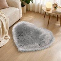 Garden Sanctuary Heart Shaped Super Soft Shaggy Area Rug Grey | Size: 40 cm x 50 cm