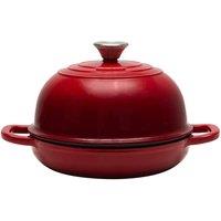 Living and Home Enamel Cast Iron Bread Pan Loaf Pan Frying Pan in Red