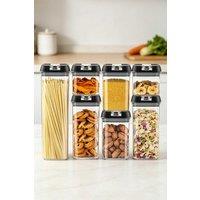ExtraStar 7Pcs Airtight Food Storage Containers with Clasp Lids in Black