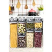 ExtraStar 7Pcs Airtight Food Storage Containers with Clasp Lids in Light Grey