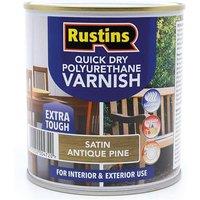Rustins Quick Dry Polyurethane Varnish Satin Antique Pine 500ml - PSAPW500 in Brown