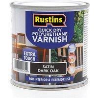 Rustins Quick Dry Polyurethane Varnish Satin Dark Oak 250ml - PSDOW250 in Brown