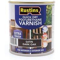 Rustins Quick Dry Polyurethane Varnish Satin Dark Oak 500ml - PSDOW500 in Brown