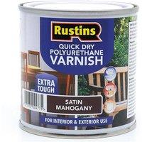 Rustins Quick Dry Polyurethane Varnish Satin Mahogany 250ml in Brown