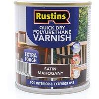 Rustins Quick Dry Polyurethane Varnish Satin Mahogany 500ml in Brown