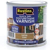 Rustins Quick Dry Polyurethane Varnish Satin Oak 250ml - PSOAW250 in Brown