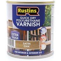 Rustins Quick Dry Polyurethane Varnish Satin Oak 500ml - PSOAW500 in Brown