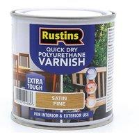 Rustins Quick Dry Polyurethane Varnish Satin Pine 250ml - PSPIW250 in Brown