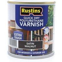 Rustins Quick Dry Polyurethane Varnish Satin Walnut 500ml - PSWAW500 in Brown