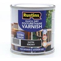 Rustins Quick Dry Poly Varnish Satin Ebony 250ml in Black
