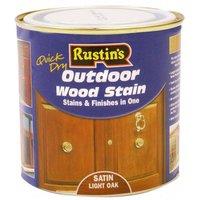Rustins Quick Dry Exterior Woodstain Satin Light Oak 250ml - ESLO250 in Brown