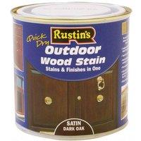 Rustins Quick Dry Exterior Woodstain Satin Dark Oak 500ml - ESDO500 in Brown