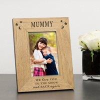Uniqueful Personalised I Love You to the Moon Wood Picture Frame 6x4 Mum in Brown