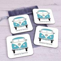 Uniqueful Personalised Camper Van Set of 4 Coasters Wedding Gift for Couple