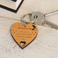 Uniqueful Personalised Love You to the Moon Key Ring for Mum in Brown