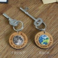 Uniqueful Personalised Love You to the Moon & Back Key Ring for Mum in Brown