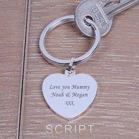Uniqueful Personalised Heart Silver Plated Key Ring for Mum Mothers Day