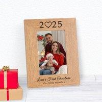 Uniqueful Personalised Babys First Christmas Wood Frame 6x4 Wood Picture Frame in Brown