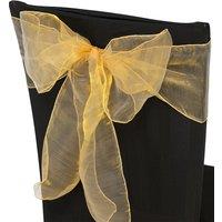 Neel Blue Set of 25 Organza Sashes Wider Fuller Bow for Party Decoration, 17cm x 280cm in Gold | Size: 17 cm x 280 cm