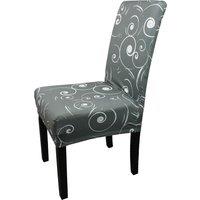 Neel Blue Short Spandex Dining Chair Cover, Slipcover, Paisley Pattern in Grey