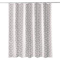 Neel Blue Abstract Geometric Bathroom Shower Curtain with 12 Hooks, Mould & Mildew Resistant- 180cm x 180cm in Grey | Size: 180 cm width x 200 cm drop