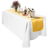 Neel Blue Satin Table Runner, 11" x 108" in Gold