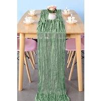 Neel Blue Cheesecloth Table Runner - 90cm x 300cm in Light Green | Size: 90 cm x 300 cm