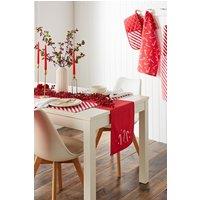 Catherine Lansfield 'Christmas Candy Cane' Cotton Embroidered Dining Table Runner in Red