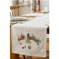 Catherine Lansfield 'Christmas Town' Cotton 33x220cm Dining Table Runner in Natural | Size: 33x220 cm