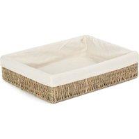 Red Hamper Seagrass Cotton Lined Rectangular Seagrass Tray in Brown