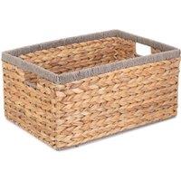 Red Hamper Water Hyacinth Water Hyacinth With Grey Rope Border Rectangular Storage Basket in Brown | Size: Small