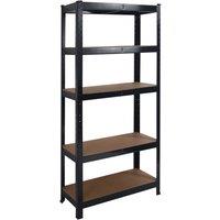 House of Home Garage Racking 5 Tier Shelving Unit Boltless Heavy Duty Metal Shelf Shed Storage in Black
