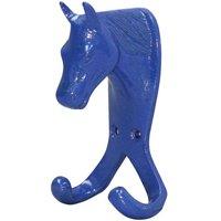 Perry Equestrian Horse Head Double Stable Wall Hook in Blue