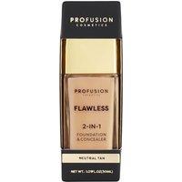 Profusion Cosmetics Flawless 2-in-1 Foundation & Concealer Neutral Tan | Size: 30ml