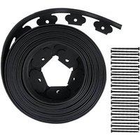 FLAVORA 10m Lawn Edge Border With 50 pegs Garden Edging in Black | Size: 0.6m2