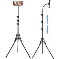 NESTLUNE 170CM Tall Flexible Phone Tripod with Gooseneck Heavy Duty in Black