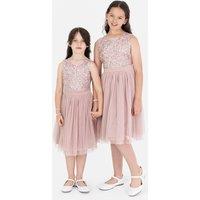 Maya Deluxe Girl's Flower Girl Embellished Midi Dress in Light Pink | Size: 3-4 Years