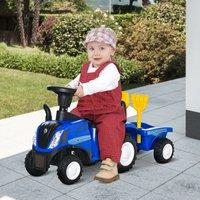 HOMCOM Ride On Tractor Toddler Walker Foot To Floor Slider w/ Storage in Blue