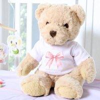 Aye Do Gifts Women's Personalised Luxury Teddy Bear with Pink Bow Christening Day T-Shirt in Beige