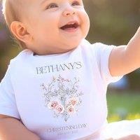 Aye Do Gifts Women's Personalised Floral Cross Christening Day Baby Bib | Gift UK in White