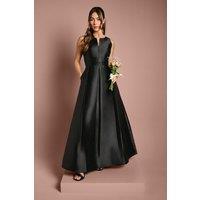 Coast Women's Twill Notch Neck Fit & Flare Bridesmaid Dress in Black | Size: 14