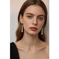 Lovii Women's Lumea Freshwater Pearl Drop Earrings S925 Silver Studs in White