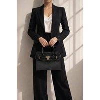 SVNX Women's Croc-Print Handbag in Black