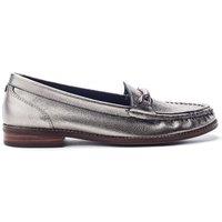 Moda In Pelle Women's 'Emella' Leather Loafers in Metallic Silver | Size: 4