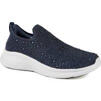 Pavers Women's Wide Fit Memory Foam Easy Step In Trainers in Navy | Size: 3